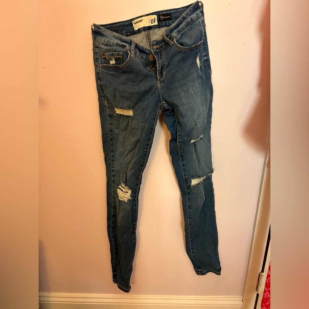 Garage ripped skinny jeans